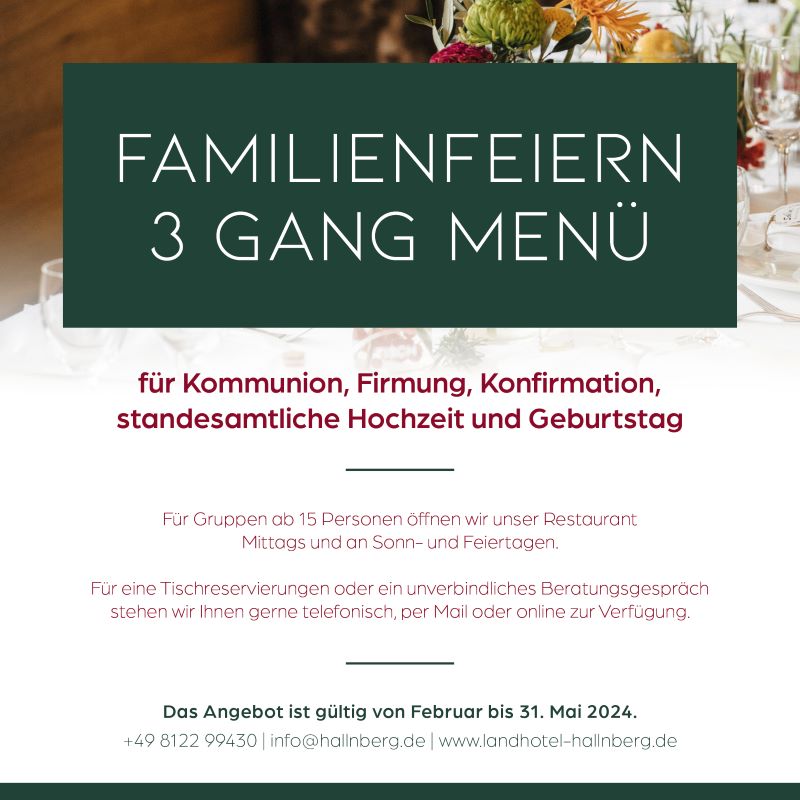 beschreibung angebot feiern hallnberg, restaurant erding